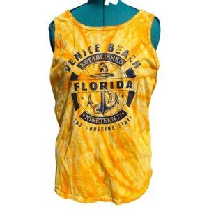Tourist Yellow Tie Dye Tank Top Venice Beach Florida Unisex Large Souvenir